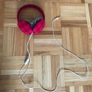 FWP: AEO Red Plaid Earmuff Headphones 🎧
